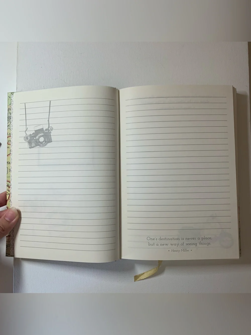 Travel Journal with map design and quote from J.R.R. Tolkien